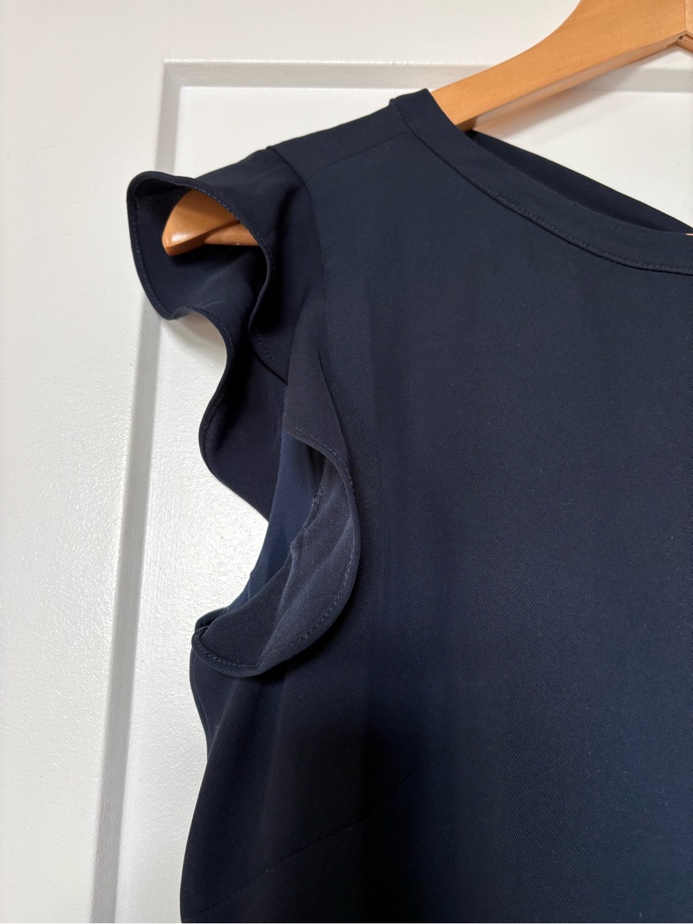 Loft Classic Navy Blue Flutter Sleeve Dress Size 2 - Picture 4 of 9
